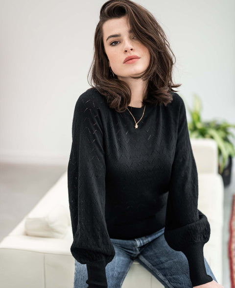 Black merino sweater LA DAISY