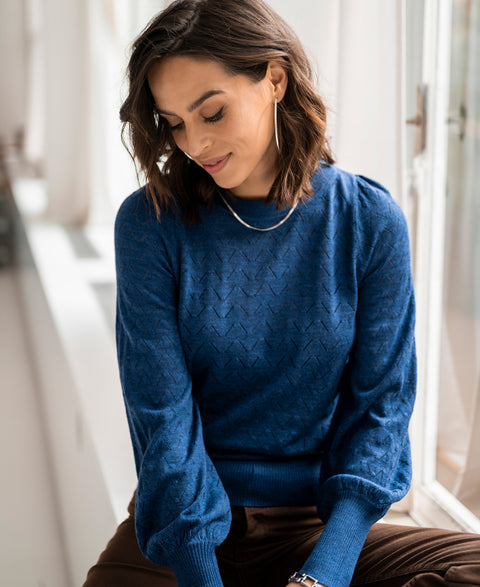 Blue merino sweater LA DAISY