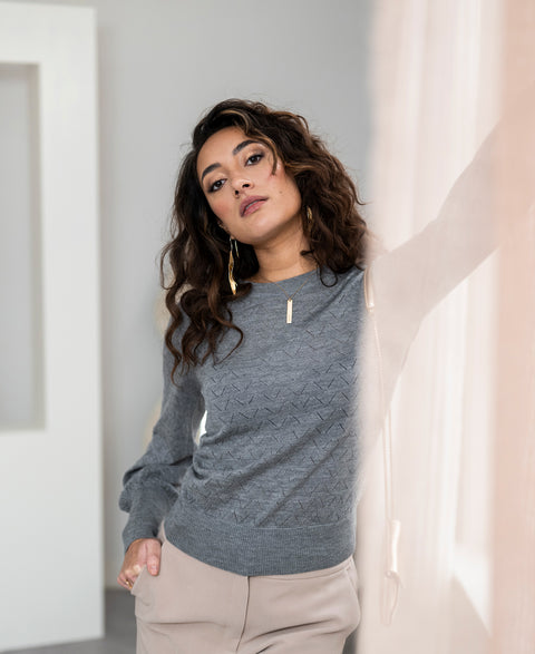 Grey merino sweater LA DAISY
